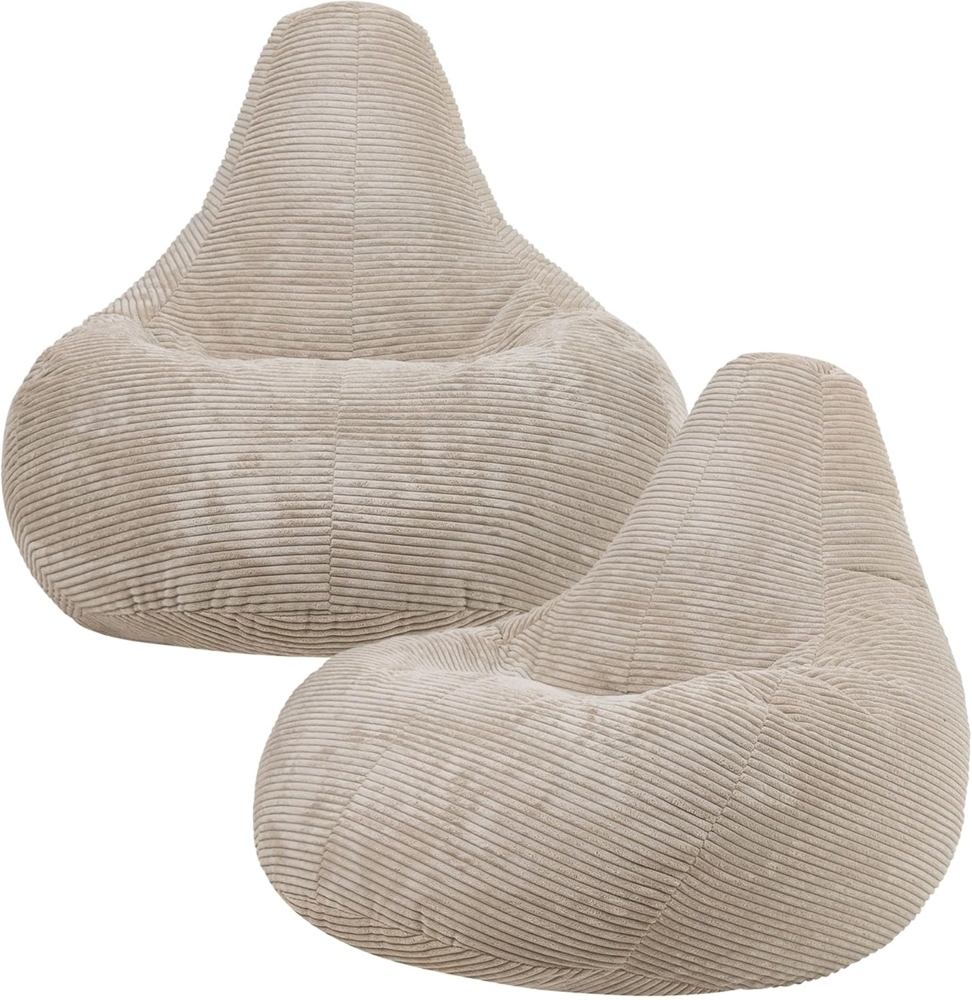 Icon Dalton Sitzsack, Beige, Sitzsack Sessel, Cord Sitzsack, Sitzsack Erwachsene mit Füllung, Lounge Sessel, Sitzsack Schlafzimmer, Sitzsack Wohnzimmer Bild 1