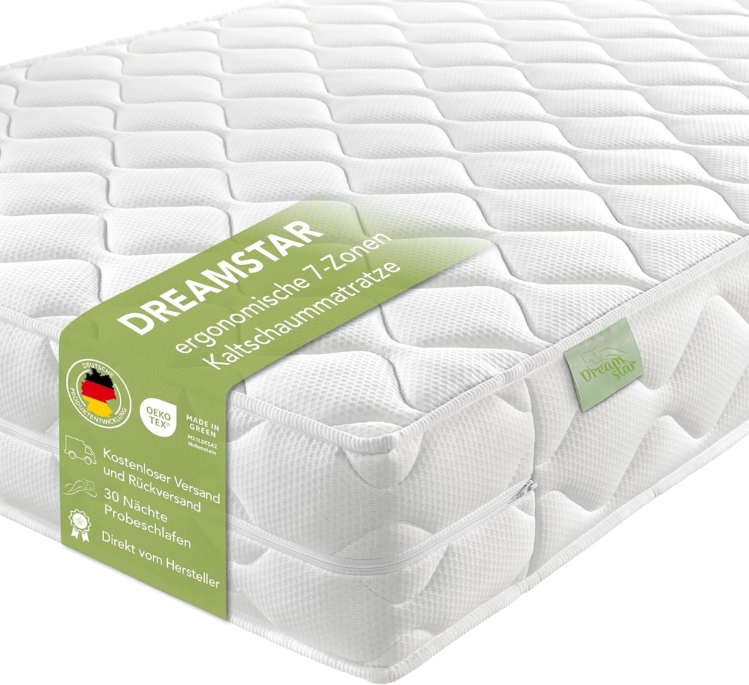 DREAMSTAR Ergo Flex Duo I ergonomische 7-Zonen Kaltschaummatratze I 16 cm hoch I Öko-Tex Zertifiziert I Härtegrad 3 und 4 (H3 & H4) I Made in EU I 160x200 cm Bild 1