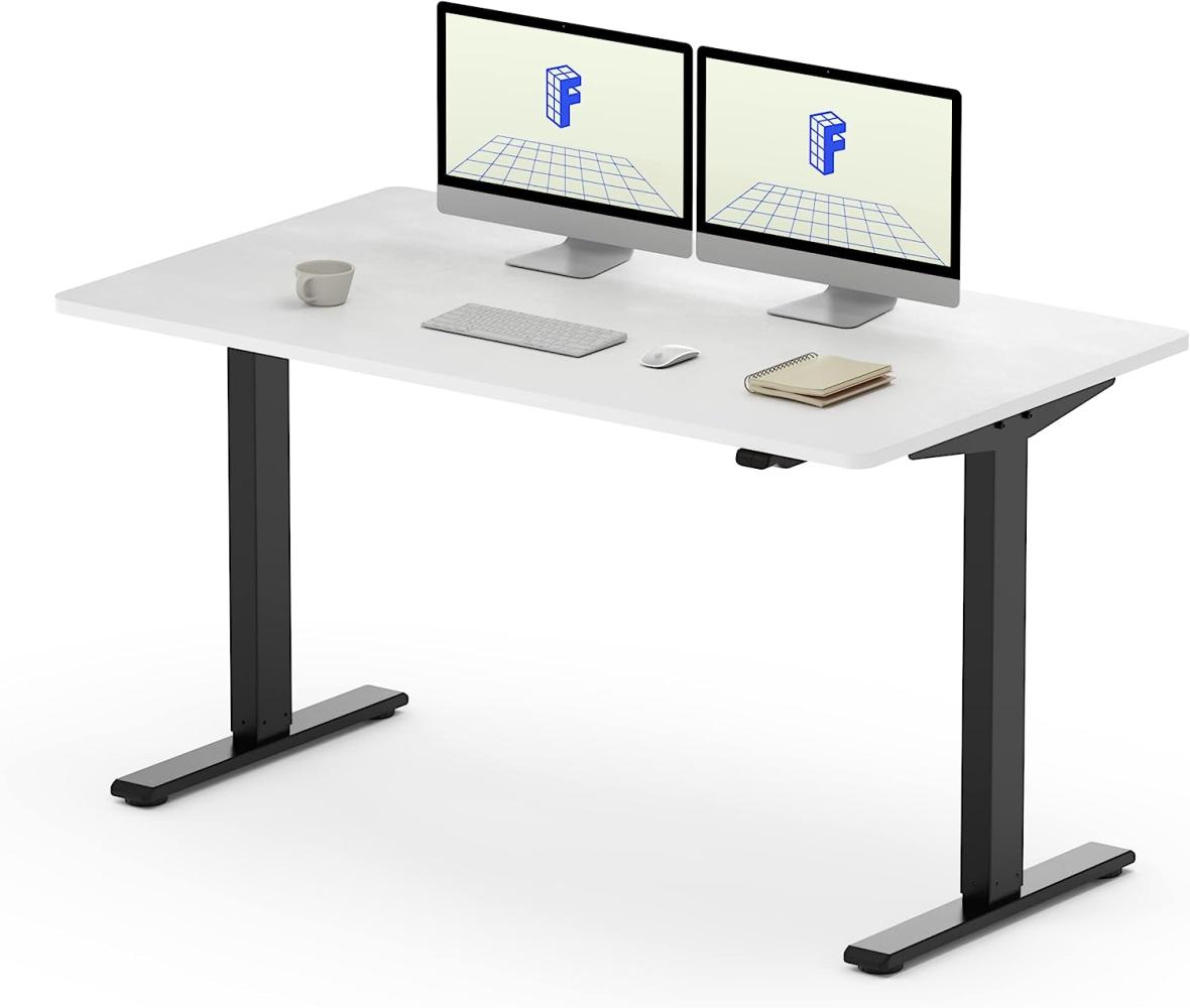 Flexispot EG1 Höhenverstellbarer Schreibtisch Elektrisch 2-Fach-Teleskop mit Tischplatte (L-Weiß, Schwarz Gestell, 140x70 cm) Bild 1