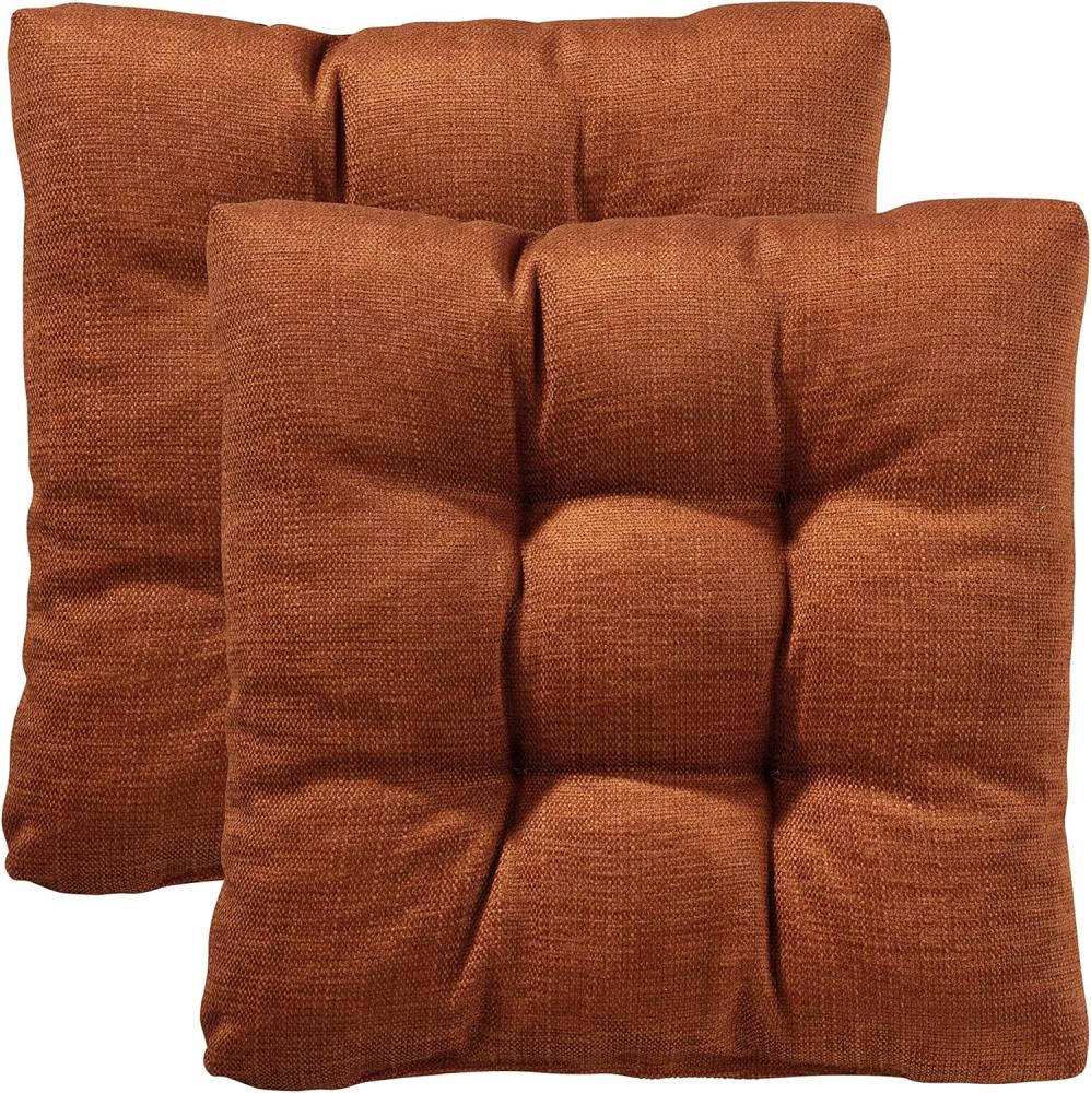 Traumnacht Stuhlkissen Cozy 2er Set, Bequeme Sitzkissen für Gartenstuhl, Küche oder Esszimmer, Indoor u. Outdoor, 40 x 40 x 6 cm, Rust Bild 1