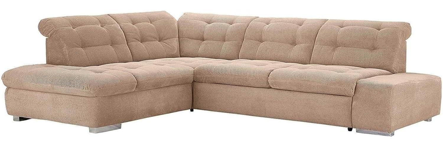 Cavadore Ecksofa Pales mit Kopfteilverstellung, Polsterecke im modernen Design, inkl. Bettfunktion, 280 x 75-84 x 227, Softstruktur Beige Bild 1