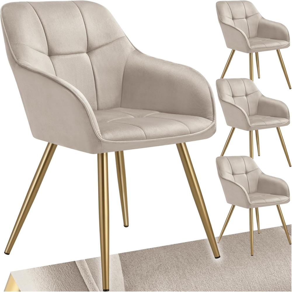 tectake Esszimmerstuhl Stuhl Marilyn, Samtoptik, gesteppt (Set, 4 St), Extra weicher Samtbezug mit elegantem Steppmuster Bild 1