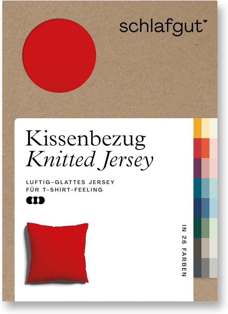 Schlafgut Knitted Jersey Bettwäsche | Kissenbezug einzeln 80x80 cm | red-deep Bild 1