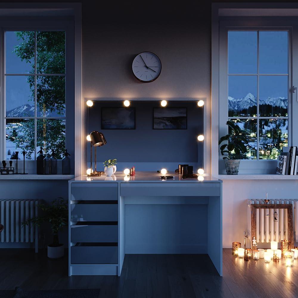 Schminktisch Sherry Weiß 120 cm mit LED Beleuchtung Vicco Bild 1