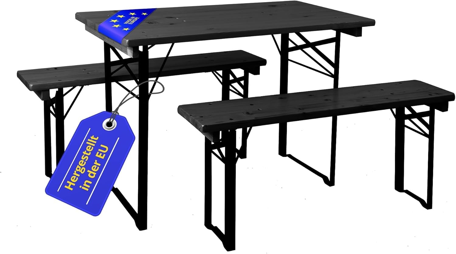 Stagecaptain 'Hirschgarten' Bierzeltgarnitur, 3-teilig, Holz grau, 110 x 60 x 75 cm Bild 1