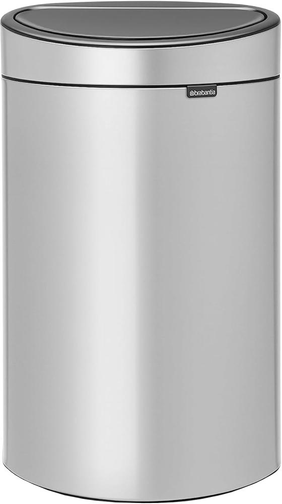 Brabantia Touch Bin Abfallbehälter mit Kunststoffeinsatz, Mülleimer, Müll Eimer, Metallic Grey, 40 L, 114922 Bild 1