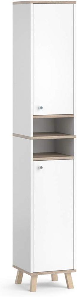 Vicco Hochschrank Badschrank Regalschrank Senyo Sonoma/Weiß Badezimmer Badmöbel Bild 1