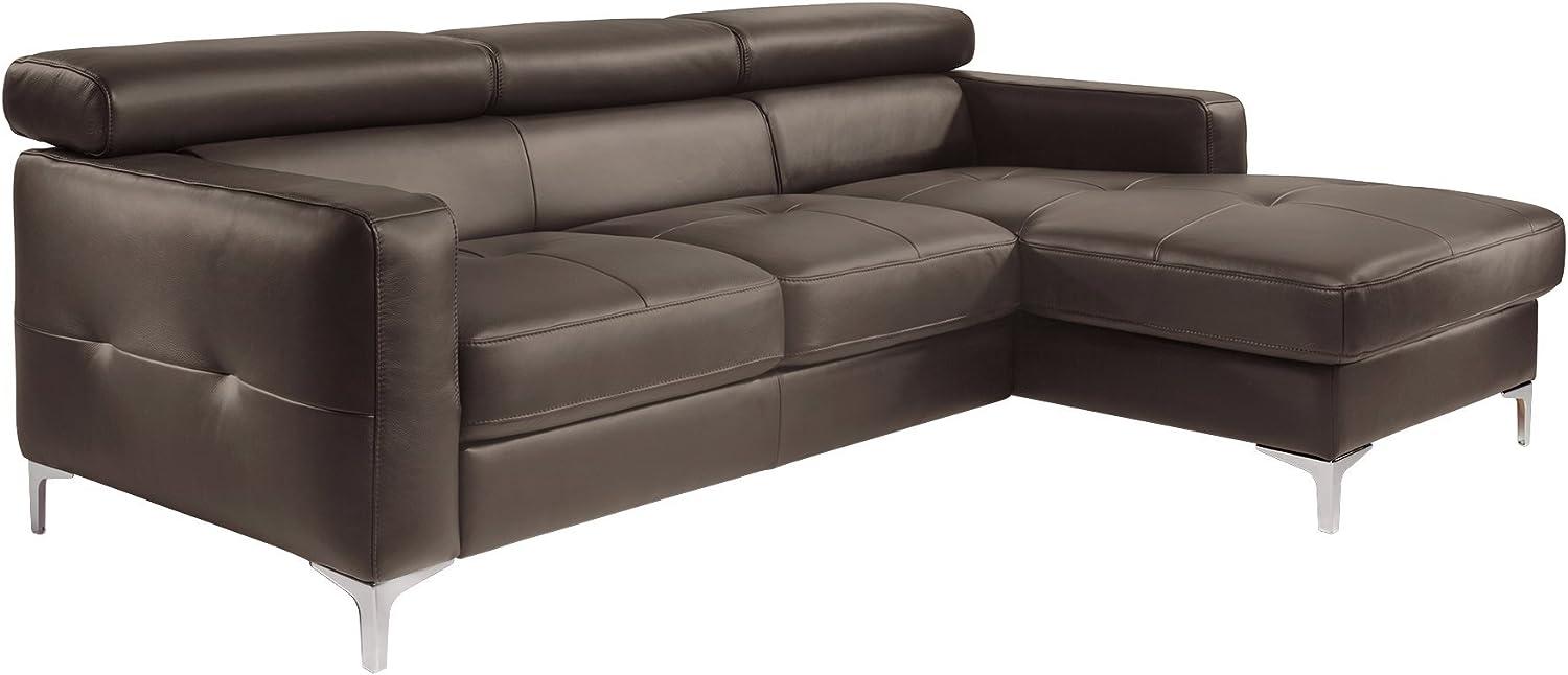 Mivano Ecksofa Sammy, Schlafsofa in Lederimitat mit Bettkasten und Kopfteilverstellung, 227 x 74 x 187, Kunstleder, dunkelbraun Bild 1