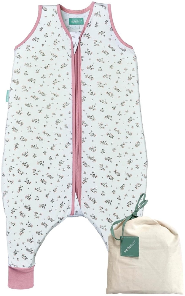 molis&co - Baby Schlafsack mit Füßen 0.5 TOG - Sommerschlafsack für Jungen - Kinder Babyschlafsack mit Beinen - 100% Baumwolle (Oeko-TEX 100), Premium Qualität - Bloom Pink (120 cm) Bild 1