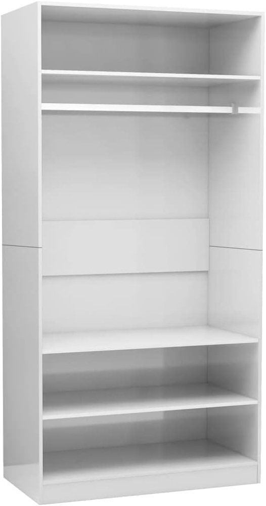 vidaXL '800231' Kleiderschrank, Spanplatte, Hochglanz-Weiß 100 × 50 × 200 cm Bild 1