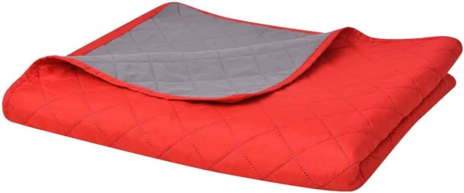 vidaXL Zweiseitige Tagesdecke Gesteppt Rot und Grau 220x240 cm 131556 Bild 1