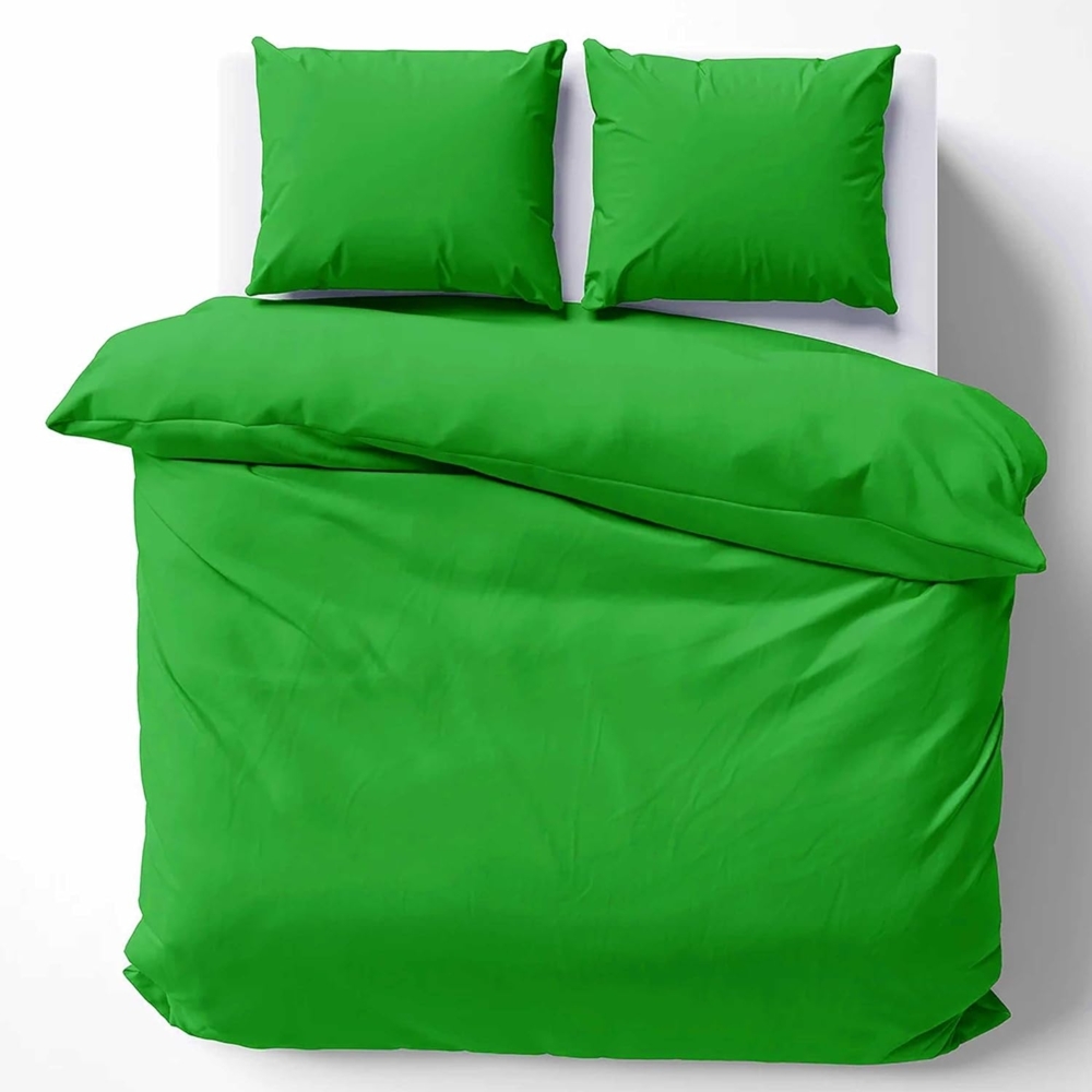 Cotton Castle Bettwäsche Bettgarnitur Bettbezug 100% Baumwolle 135x200 155x220 200x200 200x220, Farbe:Apfelgrün, Größe:200x200 cm Bild 1