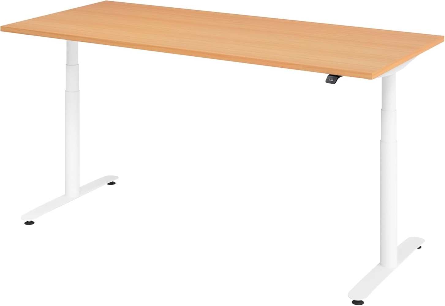 bümö elektrisch höhenverstellbarer Schreibtisch 180x80 cm mit Memory, Bluetooth & App-Steuerung - Schreibtisch höhenverstellbar elektrisch , elektrischer Schreibtisch Buche, Gestell weiß, XDLR-19-6-W Bild 1
