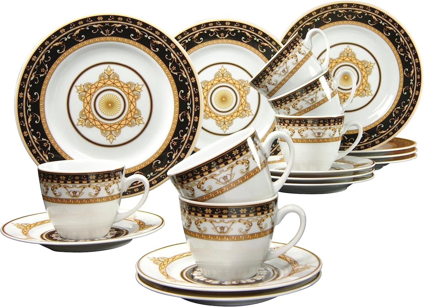 CreaTable 15085 Kaffeeservice Majestosa für 6 Personen, Porzellan, weiß/schwarz (1 Set, 18-teilig) Bild 1