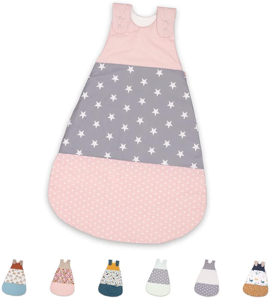 ULLENBOOM ® Schlafsack Baby Winter, 10 bis 18 Monate 80/86 Rosa Grau (Made in EU) - Baby Schlafsack ganzjährig für Frühling, Herbst und Winter, Babyschlafsack mit 2,5 TOG Bild 1