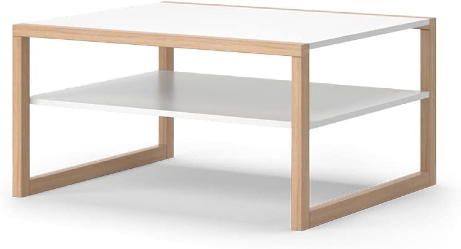 Vicco Couchtisch Davos 87x45 cm, weiß, moderner Tisch mit Ablage für Wohnzimmer Bild 1