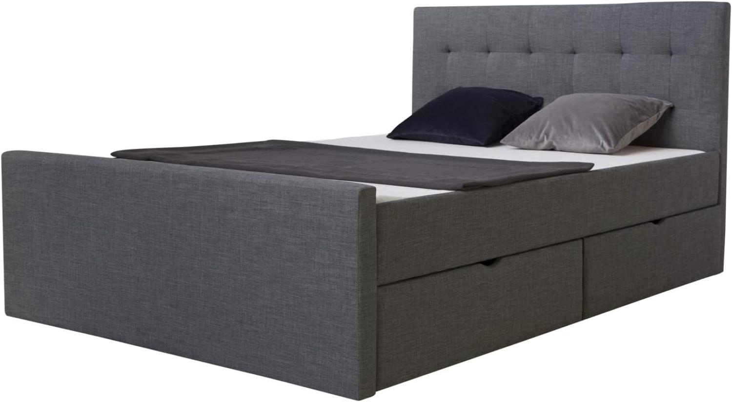 Homestyle4u Polsterbett inkl. Lattenrost und Schubladen, 160x200 cm, 2 Schubladen Bild 1