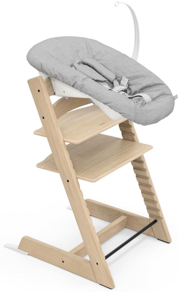 Tripp Trapp Stuhl von Stokke (Natural Eichenholz) mit Newborn Set (Grey) - Für Neugeborene bis zu 9 kg - Gemütlich, sicher & einfach zu verwenden Bild 1