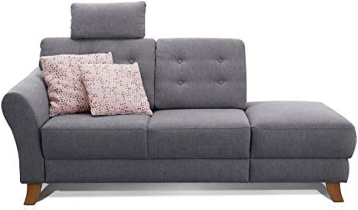 Cavadore Recamiere Trond mit Federkern / Modernes Sofa im Landhausstil mit Armteil links / Inkl. Kopfstütze und Rückenkissen / 194 x 89 x 92 / Flachgewebe grau Bild 1