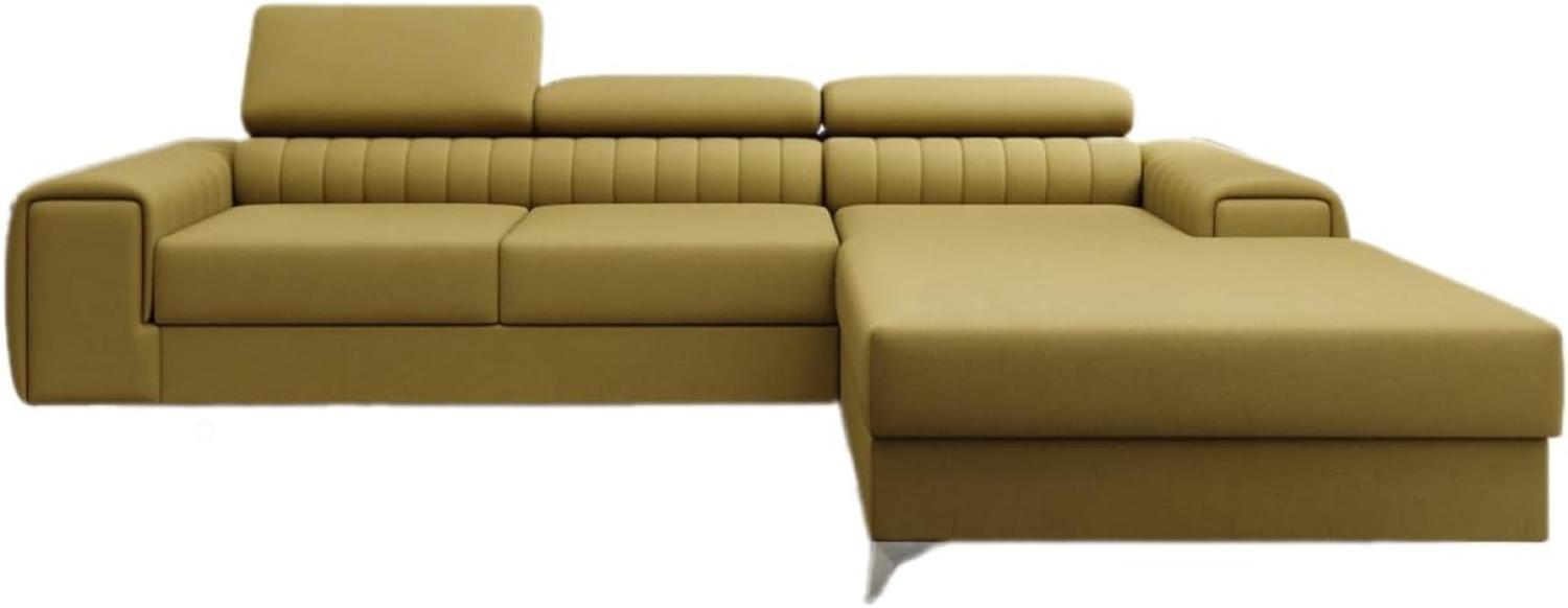 Designer Sofa Melinda mit Schlaf- und Klappfunktion Stoff Senf Rechts Bild 1