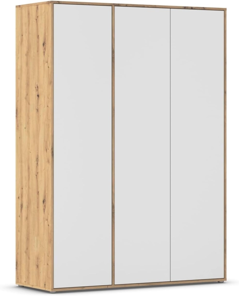 Rauch Möbel Nabila, Drehtürenschrank, Kleiderschrank, Kleiderschränke, Garderobe, 3-türig, Push-to-Open, Farbe Weiß/Eiche Artisan, Holz, 140x194x53cm Bild 1