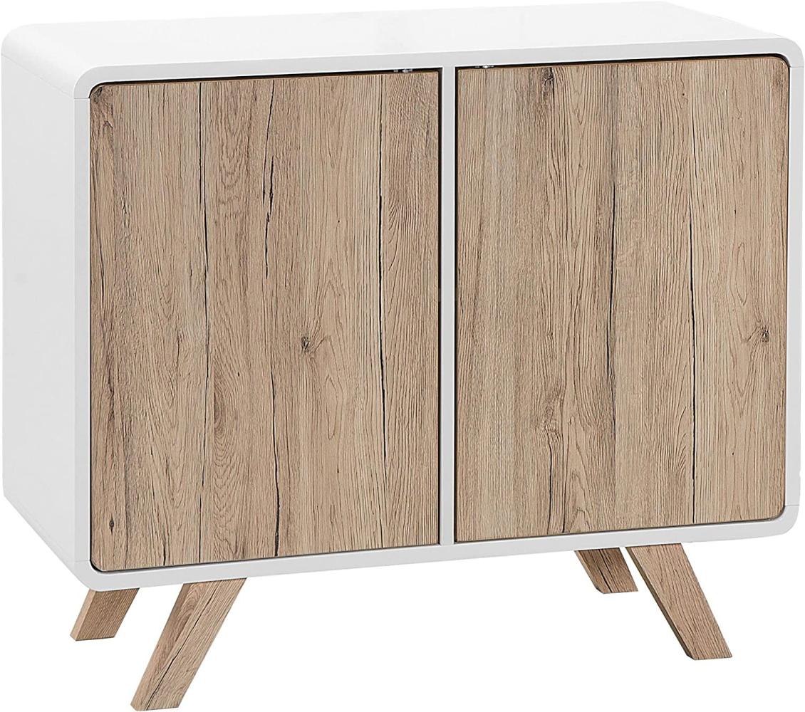 Sideboard weiß / heller Holzfarbton 2 Türen MILO Bild 1