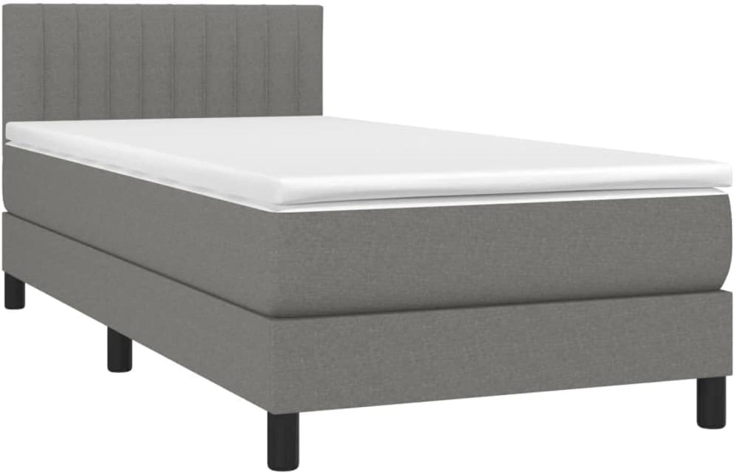 vidaXL Boxspringbett mit Matratze Dunkelgrau 80x200 cm Stoff, Härtegrad: H2 [3140170] Bild 1