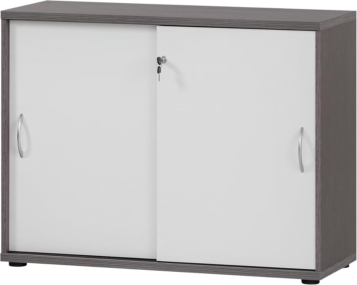 Möbelpartner Aktenschrank, Holzwerkstoff, esche grau Dekor/weiß matt, 100 x 39,5 x 77,4 cm Bild 1