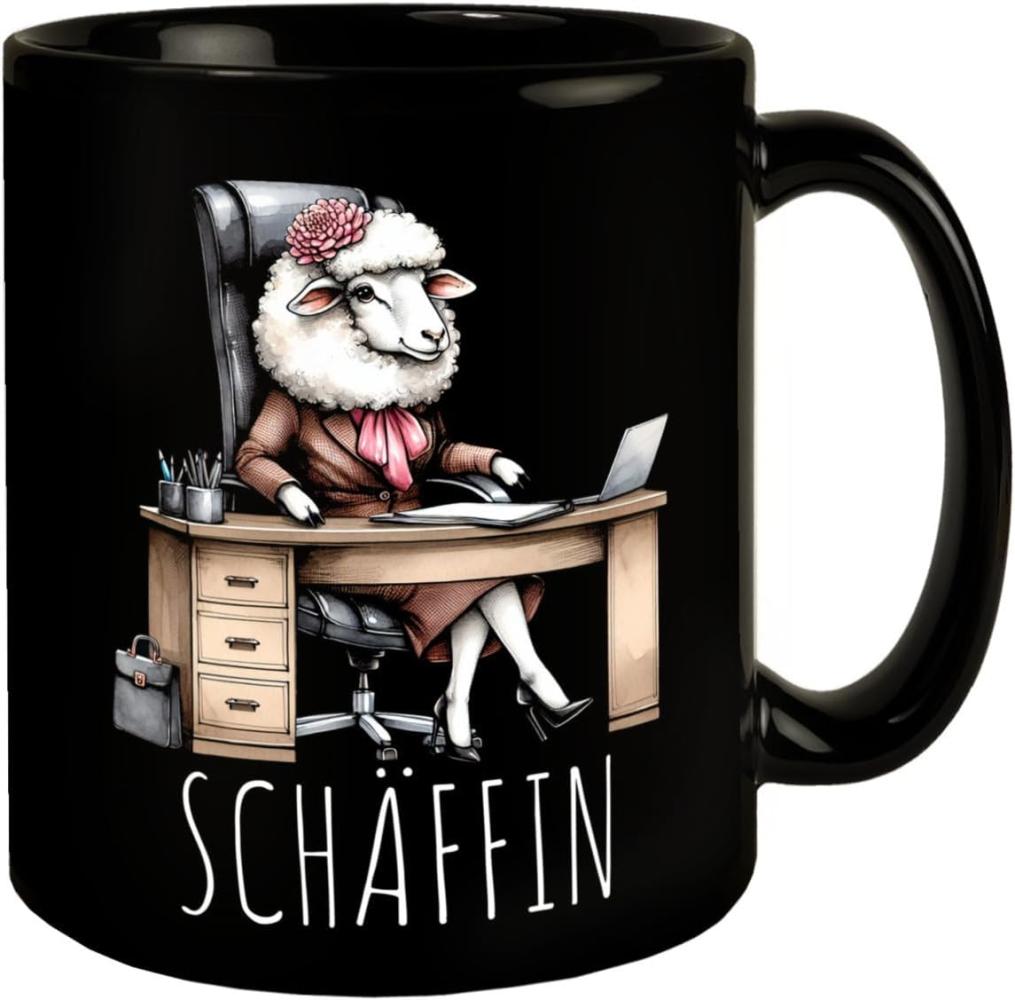 speecheese Tasse Schaf Chefin im Chefsessel Tasse in Schwarz mit Spruch Schäffin Bild 1