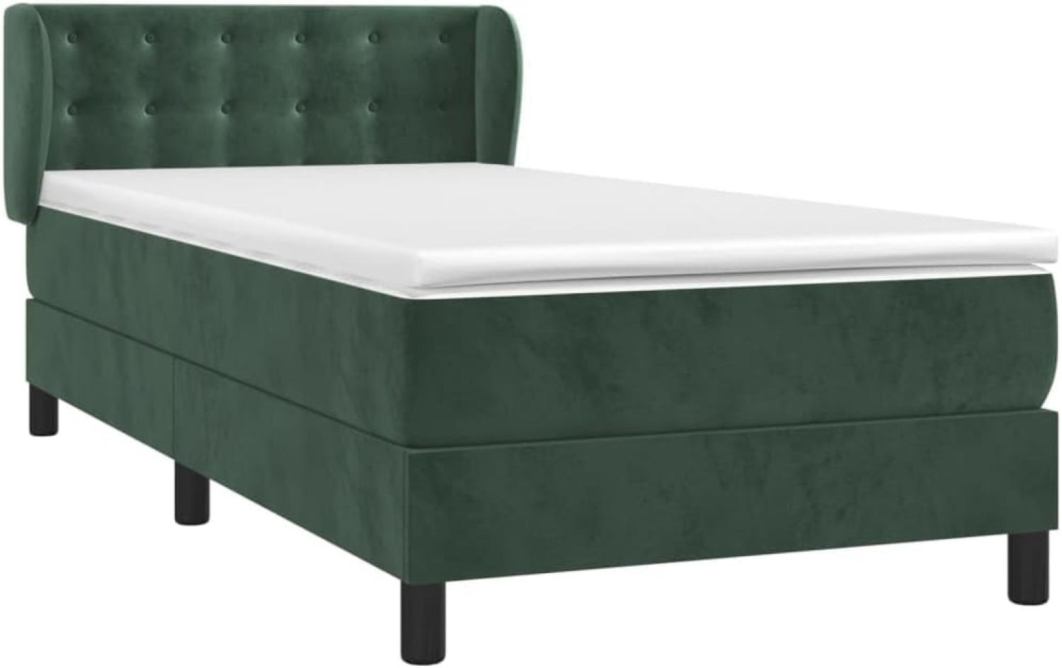 vidaXL Boxspringbett mit Matratze Dunkelgrün 90x200 cm Samt 3127712 Bild 1