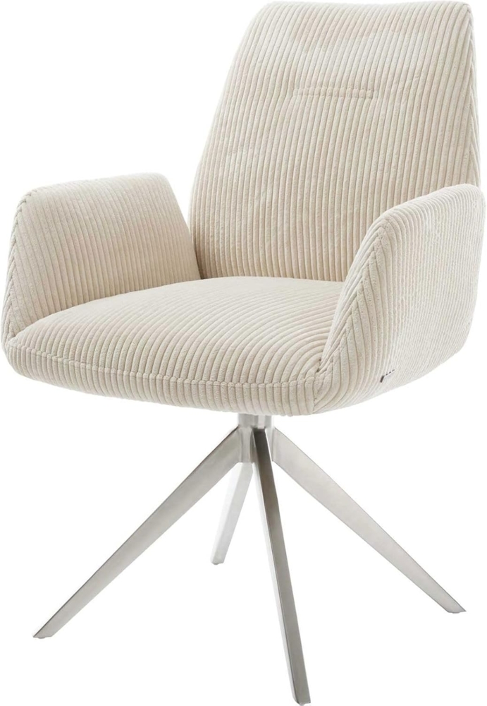 Esszimmerstuhl Zoa-Flex Cord Beige Kreuzgestell breit Edelstahl Taschenfederkern Bild 1
