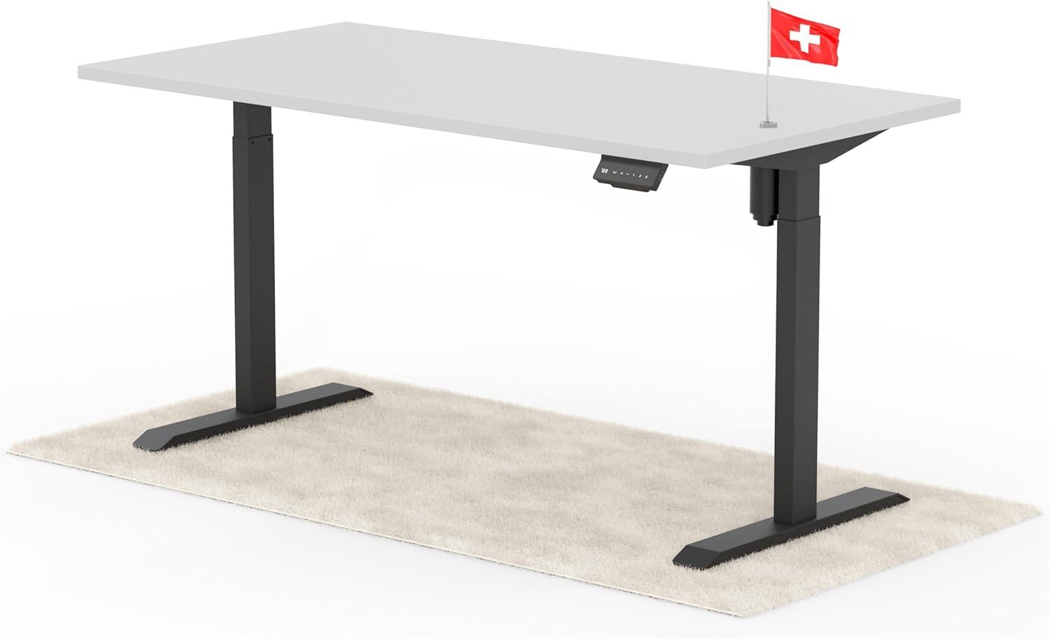 elektrisch höhenverstellbarer Schreibtisch ECO 160 x 80 cm - Gestell Schwarz, Platte Grau Bild 1