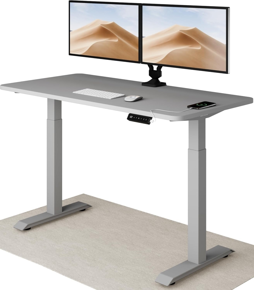 Höhenverstellbarer Schreibtisch (140x70 cm) - Sitz- & Stehpult mit Ladebuchsen - Schreibtisch Höhenverstellbar Elektrisch Touchscreen & Stahlfüßen - Schreibtisch Höhenverstellbar von Desktronic Bild 1