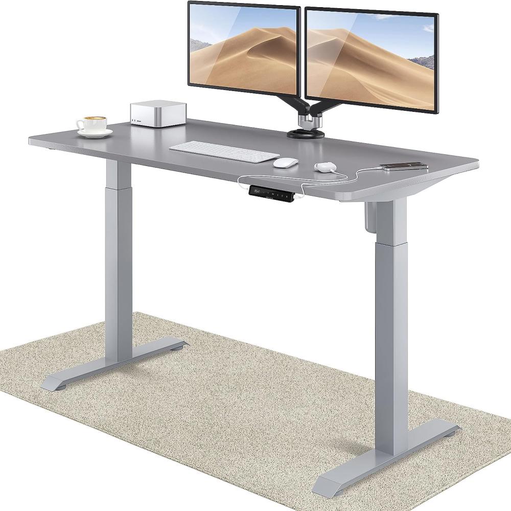 Höhenverstellbarer Schreibtisch (140 x 70 cm) - Sitz- & Stehpult mit Ladebuchsen - Schreibtisch Höhenverstellbar Elektrisch Touchscreen & Stahlfüßen - Schreibtisch Höhenverstellbar von Desktronic Bild 1