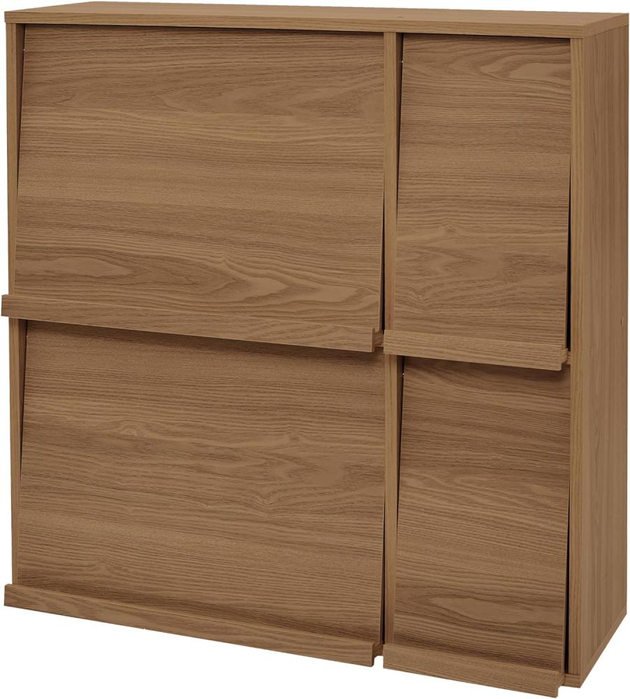 Iris Ohyama Aufbewahrungseinheit mit 4 Flügeltüren, Holzschrank, Klappenregal, Aufbewahrungsschrank, Modulares Design, Büro, Wohnzimmer, Bibliothek, 34 x 89 x 90, FR-4, Aschbraun Bild 1