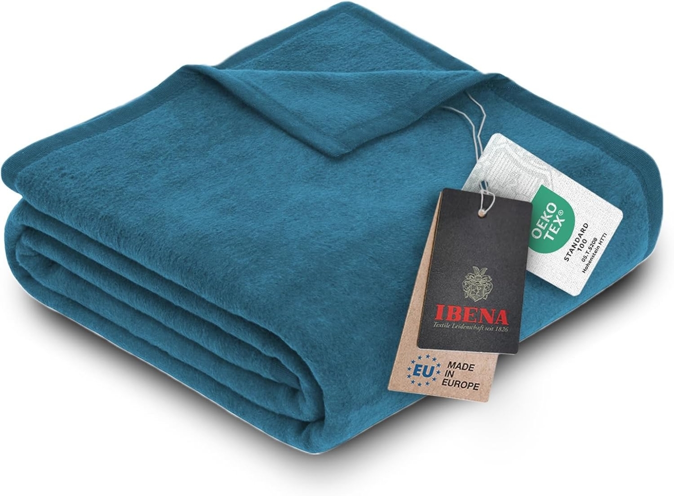 Ibena Porto XXL Tagesdecke warm & waschbar, Baumwollmischung, Petrol, 220x240 cm Bild 1