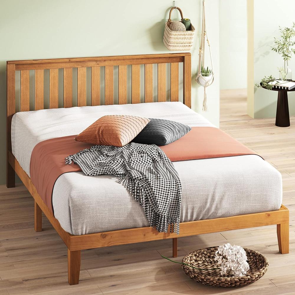 Zinus Alexia 12-Zoll-Holz-Plattformbett mit Kopfteil / Matratzenbasis/ Keine Boxspring erforderlich/ Stabiler Holzlattenrost/ Schnelle, einfache Montage/ 180 x 200 cm Bild 1