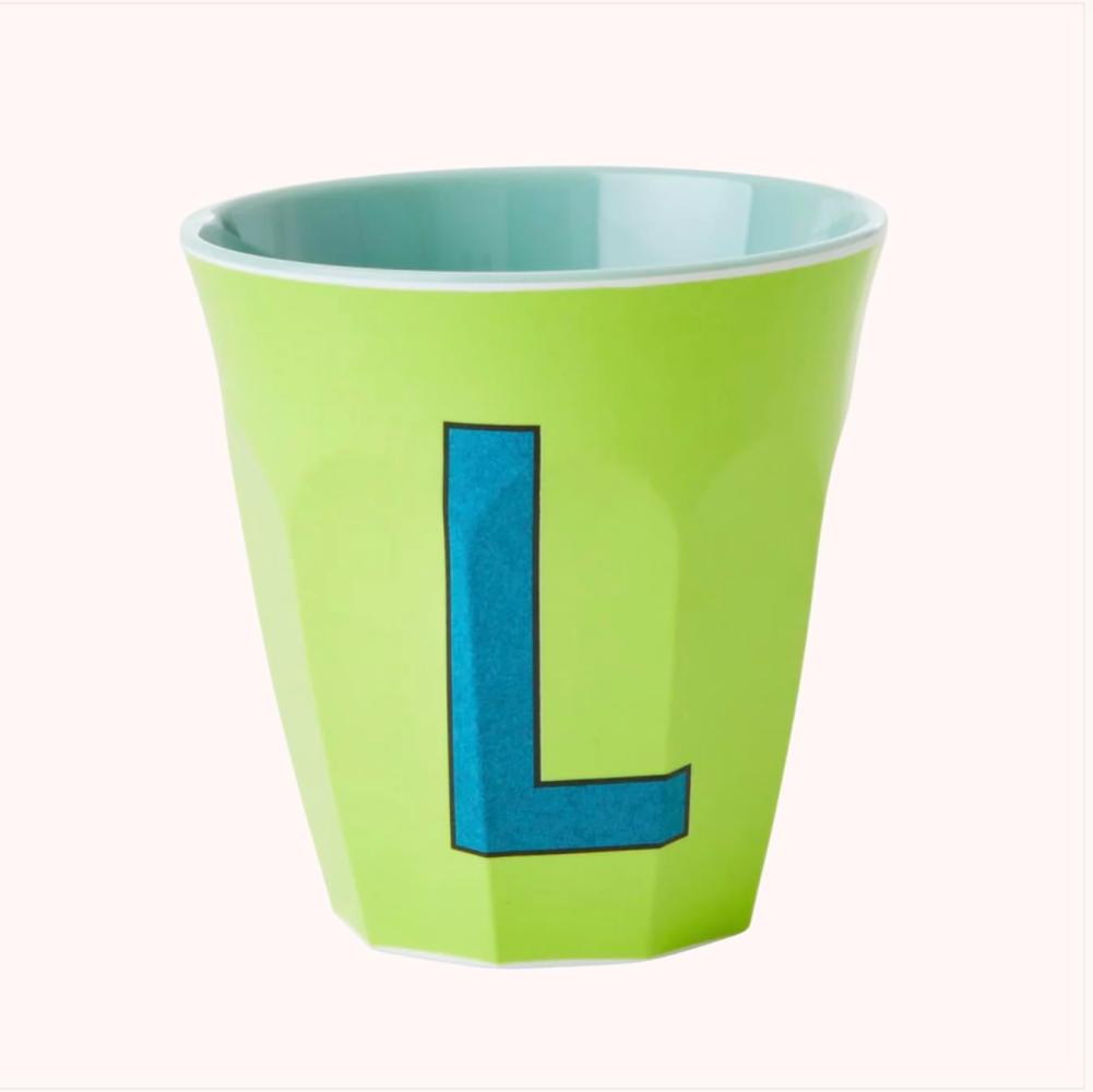 Rice Two Tone Lime Green Melamin Becher Buchstabe L Bild 1