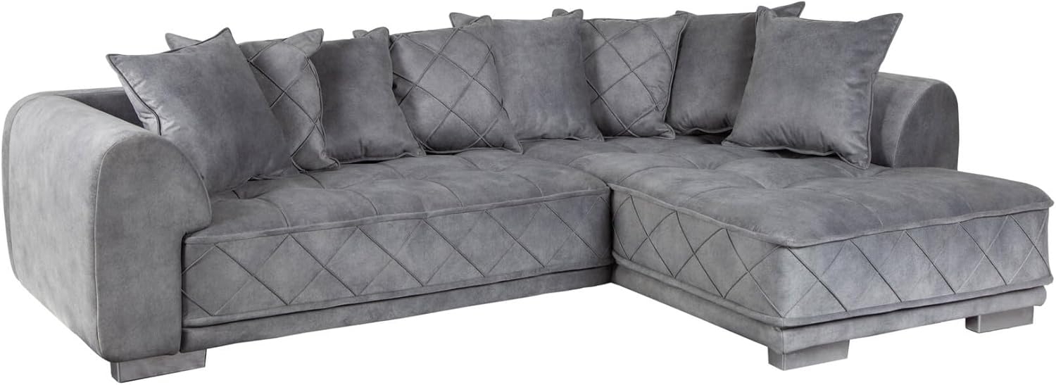 riess-ambiente Ecksofa DECADENCIA 320cm silbergrau · XXL Couch aus Samt inkl. 8 Kissen, Einzelartikel 1 Teile, Big-Sofa in L-Form · Ottomane beidseitig montierbar · Modern Design Bild 1