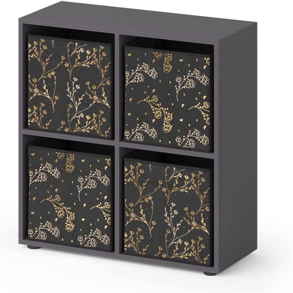 Vicco Raumteiler Würfelregal Standregal Tetra Schwarz Faltbox Wohnzimmer Regal 73x72 cm modern Ablage 4 Fächer Dekoregal Ordnerregal Aufbewahrung Bild 1