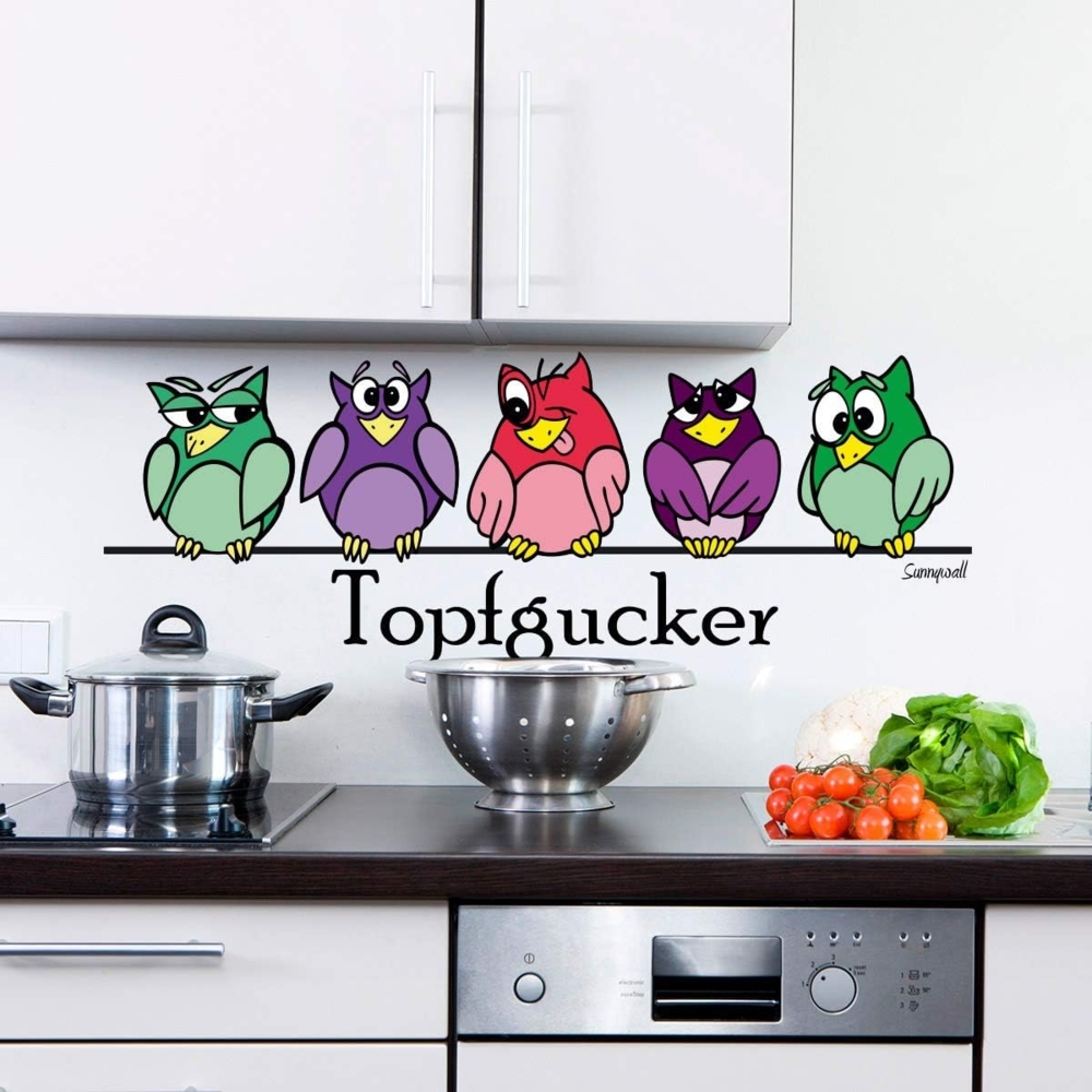 Sunnywall Wandtattoo Topfgucker Wandaufkleber Eulen Kochen Küche Essen, Künstler: Sunnywall, selbstklebend Bild 1