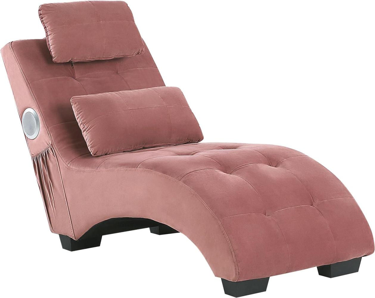 Chaiselongue Samtstoff mit Bluetooth Lautsprecher USB-Port rosa SIMORRE Bild 1