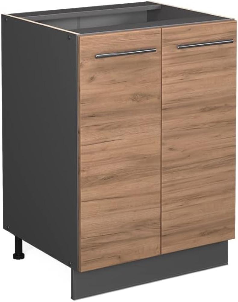 Vicco Küchenschrank Küchenmöbel Küchenzeile Fame-Line modern Küche Einbauküche Blende Unterschrank Hochschrank Hängeschrank (Anthrazit-Goldkraft, Unterschrank 60 cm) Bild 1