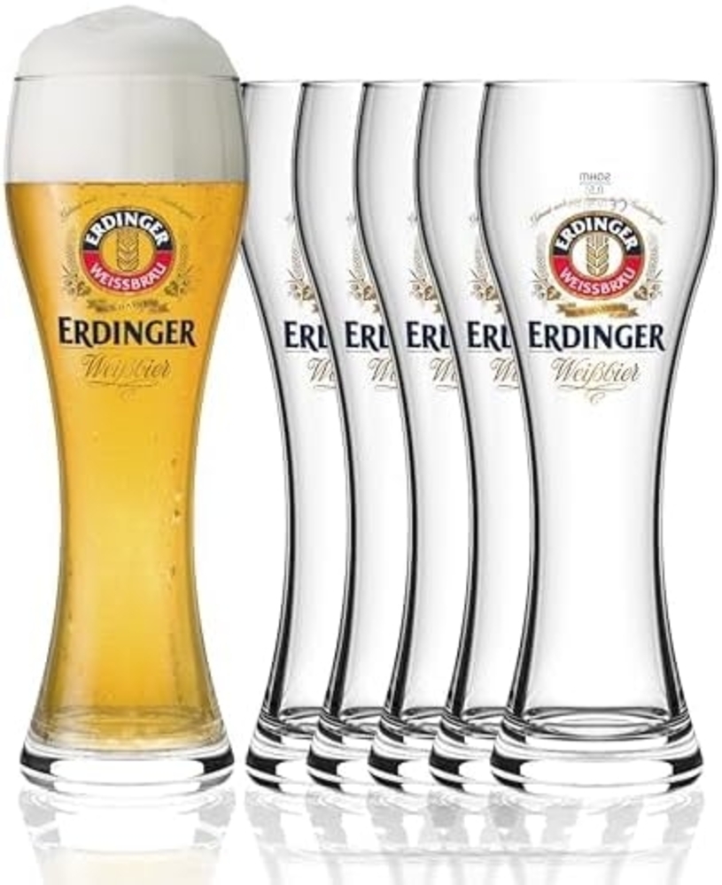 SAHM Bierglas Original ERDINGER Weizenbierglas 0,5 l Set - 6 Weizenbiergläser 0,5 l, Edles Glas, 100% recycelbar Bild 1