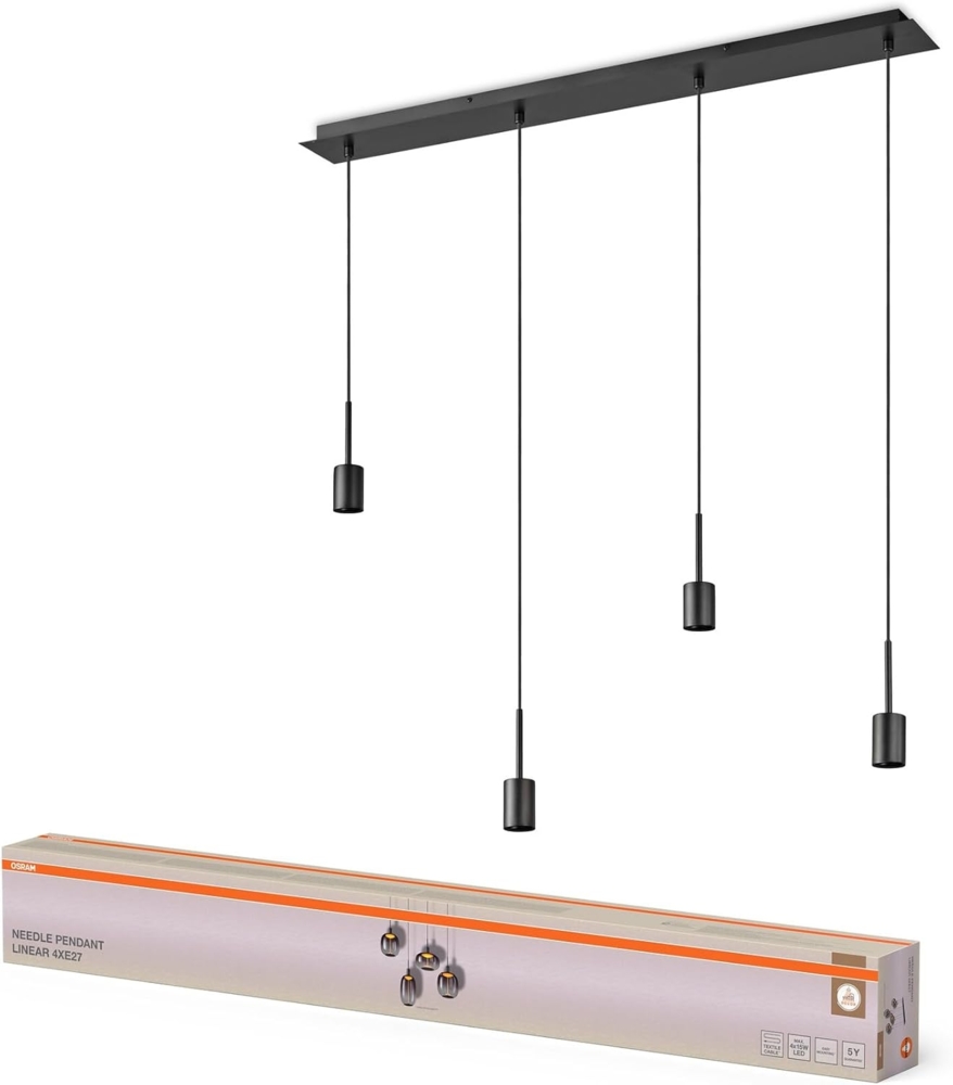 Osram Decor Pendelleuchte Needle Linear 4xE27, dunkelgrau, Stahl, individuelle Lichtszenarien, 2m Kabel Bild 1