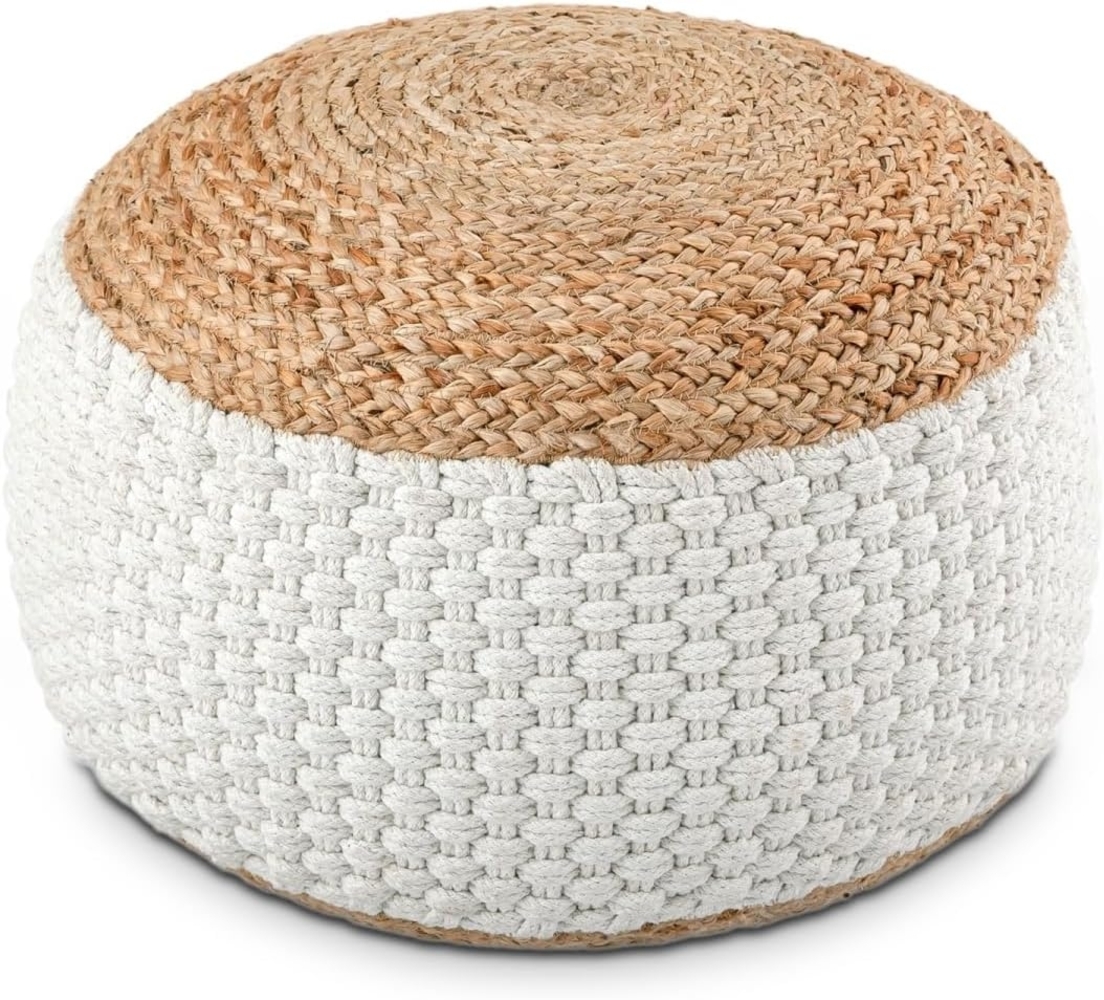 Amagohome Sitzhocker Sitzhocker Sitzpouf Jute Bodenkissen rund quadratisch Deko Hocker Fußh Bild 1