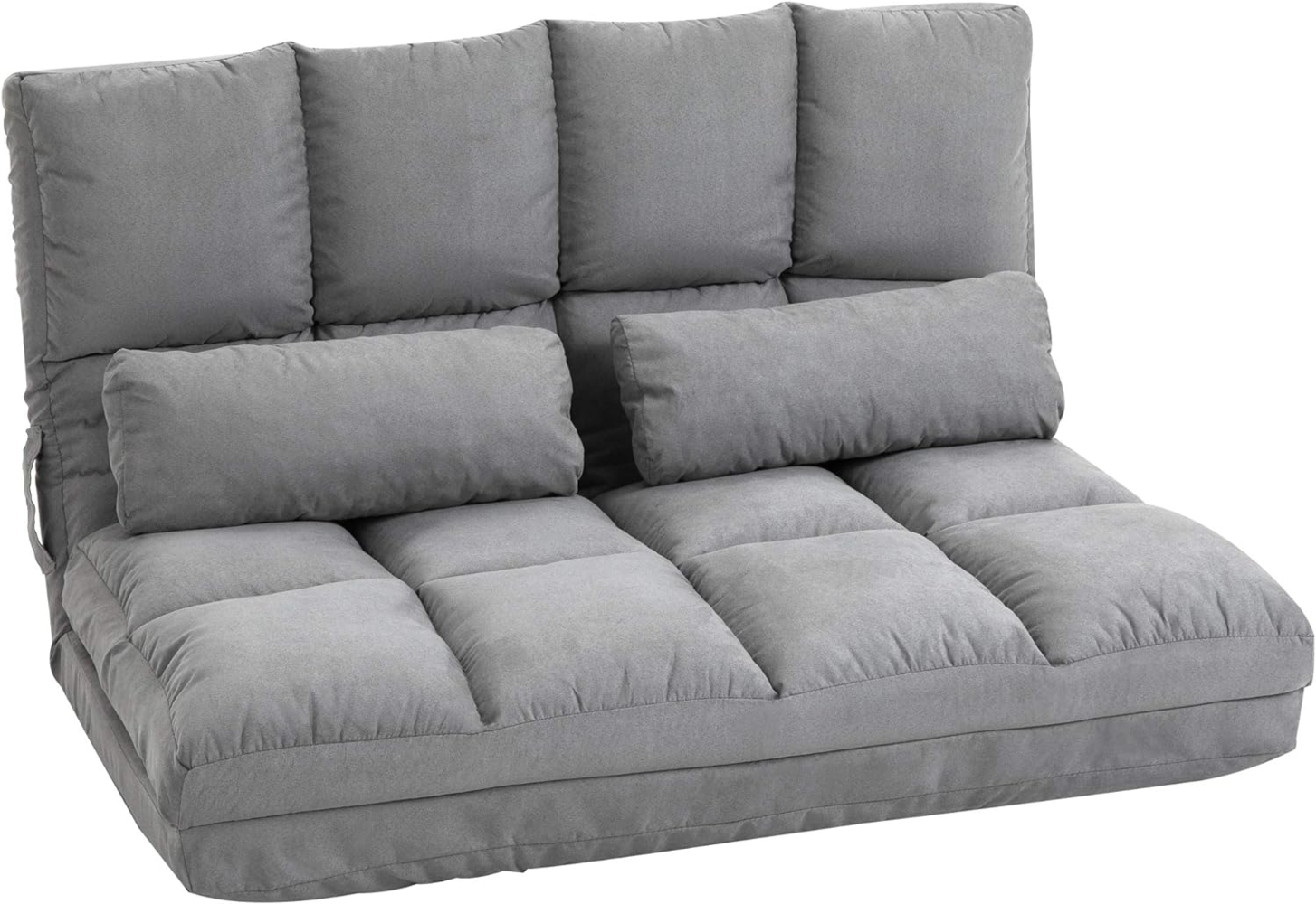 HOMCOM Relaxsessel mit Rückenlehne, 3 Positionen Verstellbare, Sitzkissen (Klappbett, 1-St, 2-in-1 Bodensessel), für Schlafzimmer, Wohnzimmer, Grau Bild 1