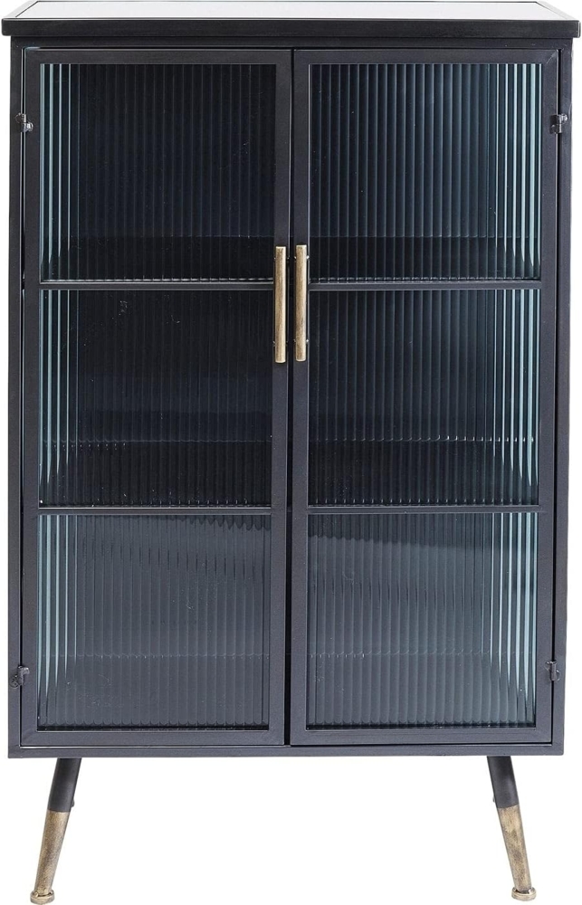 Kare Design Hochschrank La Gomera 2 Türen, edler Hochschrank mit Glastüren mit Griffen und Füßen in der Farbe Gold, dunkler Schrank, weitere Ausführungen erhältlich, (H/B/T) 120 72 38 Bild 1