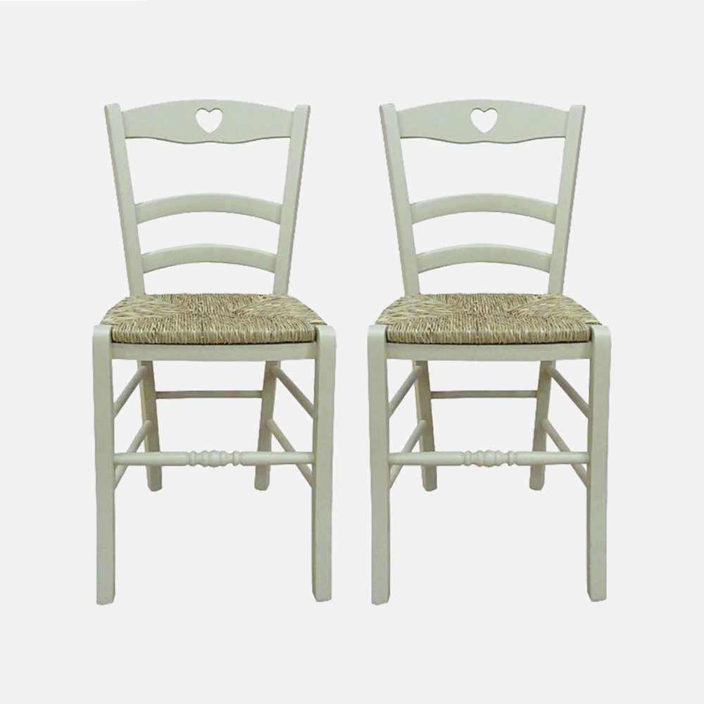 Dmora - Set aus 2 klassischen Holzstühlen, für Esszimmer, Küche oder Wohnzimmer, Made in Italy, cm 45x47h88, Sitzhöhe cm 46, Sandfarbe Bild 1