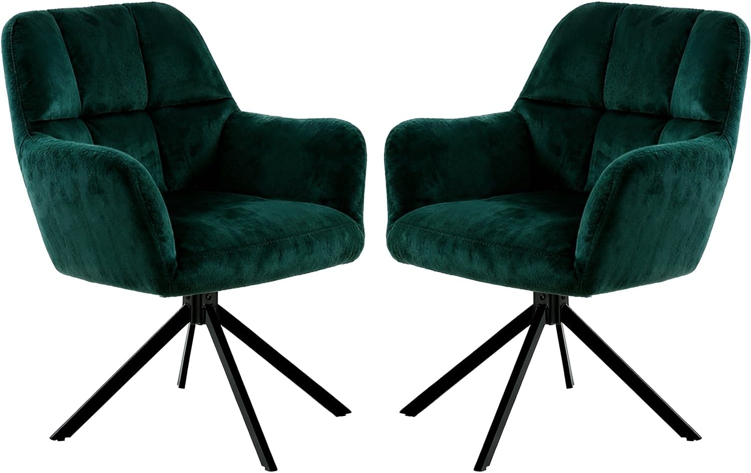 SURFOU Bürostuhl 2er Set, Kleiner Drehstuhl Ohne Rollen, Schreibtischstuhl Ohne Armlehnen, Niedlich mit Rückenlehne, Ideal für Schminktisch,Heimbüro, Bequem und Platzsparend, Grün Bild 1